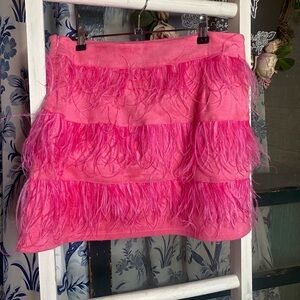 Vibrant Pink Feathered Mini Skirt